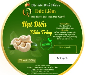Hạt điều nhân trắng Đức Liêm, hộp tròn 500gr (nhãn xanh Đặc sản Bình Phước)