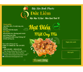 Hạt điều mật ong mè Đức Liêm, hộp pet 250gr (nhãn xanh Đặc sản Bình Phước)