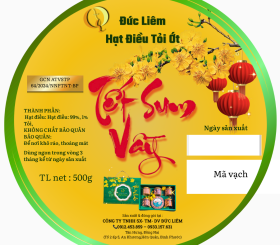 Hạt điều tỏi ớt Đức Liêm, hộp tròn 500gr (nhãn vàng Tết sum vầy)